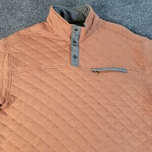 Red Head Brand Quilted Pullover Sweatshirt Mens Medium Snap Neck Cotton